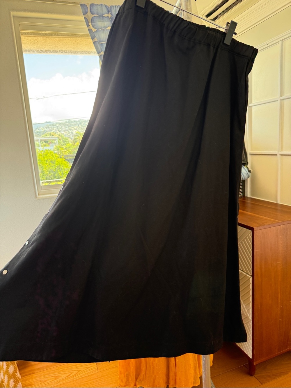 Eileen Fisher Black Elastic Waist Maxi Skirt